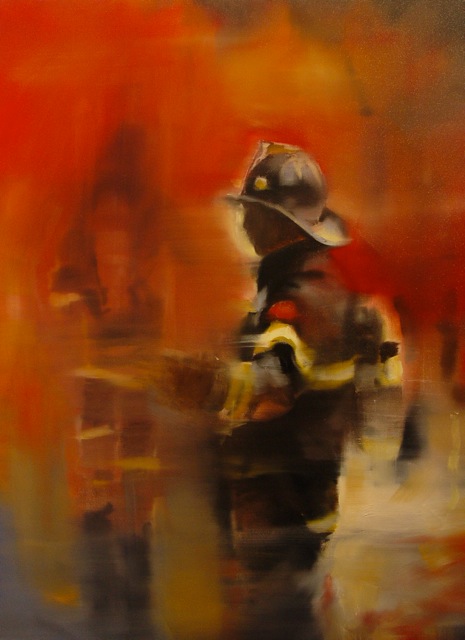 Engine company, painting by Gregg Chadwick